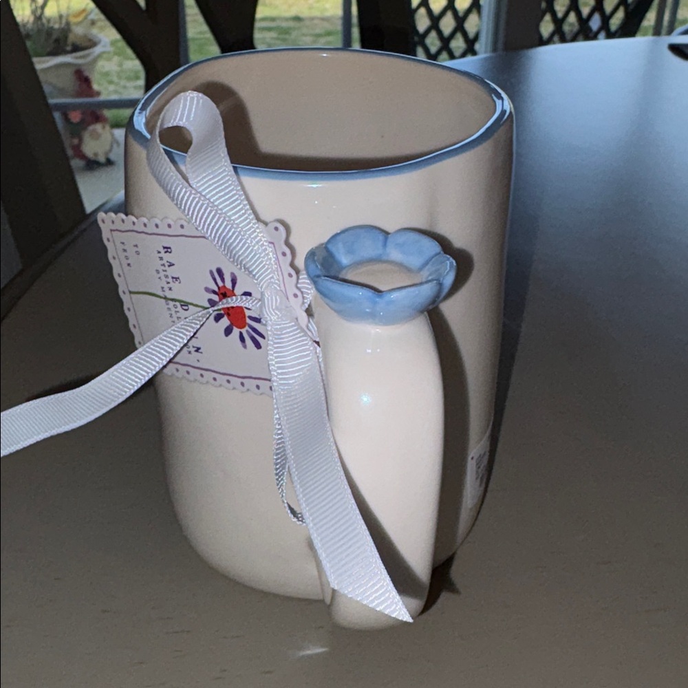Rae Dunn Cream Mug with Light Blue Floral "best mimi" - Picture 2 of 5